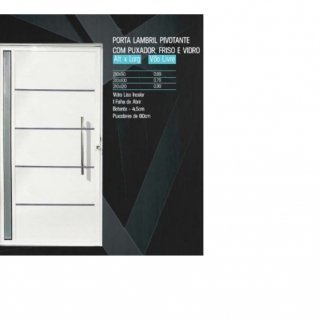 porta de aluminio lambril pivotante com puxador, friso e vidro Revestimento Sorocaba  Material de Construção Sorocaba